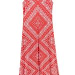 Eliza J Maxi Dress 4 Red Geo Bandana Print Sleeveless Stretch Jersey Feminine Photo 5