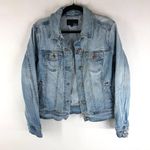 Etam Womens Denim Jacket Retro Trucker Medium Wash Stretch M Blue Photo 0