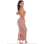Miss Circle The Glint Rose Gold Ruched Chiffon Long Maxi Dress Pink Photo 7