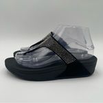 FitFlop Women’s Sz 7 Lulu Shimmer Black Rhinestone Sandals Comfortcore Glam Chic Photo 1