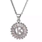 Silver Initial Crystal Pendant Necklace A Photo 6