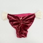 Cynababy Womens Velvet Crochet Lace Trim Bikini Bottoms Size M ASO Hannah Davis Red Size M Photo 8