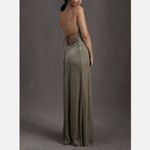 Jenny Yoo Dress NWT stretch velvet sabrina maxi womens Green (size 12) wedding Photo 4