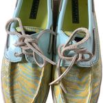 Sperry top sider aqua blue yellow sequin zebra boat shoes lace up size 8.5 Photo 4