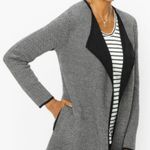Talbots Drape Front Open Sweater Jacket Chevron Merino Wool Cardigan Small Photo 0