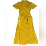 Cult Gaia  Calista Short Sleeve Faux Wrap Midi Dress‎ in Tumeric Gold Yellow Sz 2 Photo 12