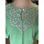 Bob Mackie  Wearable Art Top 1X Embellished‎ Rhinestone 3/4 Sleeve Mint Green Photo 1