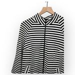 CAbi  Black White Stripe Long Sleeve Front Pockets Open Front Cardigan Medium Photo 6
