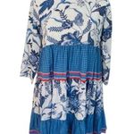 Ro’s Garden Floral Mini Ruffled Tiered Dress Rene Tiffany Blue XS Photo 0