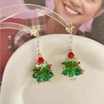 Exquisite Christmas Tree Faux‎ Crystal Decor Dangle Earrings Cute Cartoon Style Green Photo 3