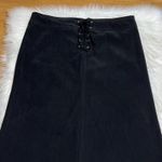 Vintage Lace Up Skirt Womens Large Black Faux Suede Grunge Goth Y2K Corset Midi Photo 1