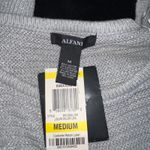 Alfani NWT  Womens Medium Metallic Silver Knit Sweater Long Sleeve Holiday Casual Photo 5