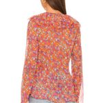 Free People NEW NWT  nina printed top in tulip ditsy orange floral bell sleeve Photo 2