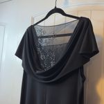 Scarlett Nite Black Embellished Mesh Neckline Cowl Neck Cap Sleeve Dress Sz 16 # Photo 4