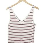 Banana Republic  Dress White & Red Stripe Rib Knit Double V Tank Size Medium Tall Photo 9