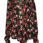 CHAPS  Black Floral Wrap Top Women's XL Festival‎ Boho Romantic Girly Concert Photo 0