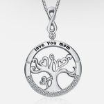 Boutique Silver 'Love You Mom' Tree Pendant Necklace Photo 0