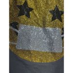 Le Superbe Small Keep Smiling Rhinestone Sequin Mask Graphic Tee Bling Grey Gray Photo 3