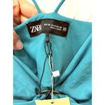 ZARA  Sleeveless Asymmetric Cut-Out Satin Effect Midi Dress Blue Women's Size XS Photo 4