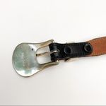 Nocona Belt Aztec Metal Buckle Black Skinny Genuine Leather Size 32 Photo 6