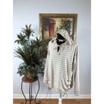 Michael Kors Women’s Striped Hoodie Pullover Size Large Beige Tan Photo 3