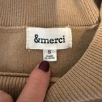 &merci &merci Oversized Sweater Tan Mixed Knit Drop Shoulder Chunky Sleeves Size Small Photo 4
