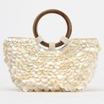 ZARA Faux Mother of Pearl Appliqué Bag Purse Crossbody Bohemian Festival TikTok Photo 0