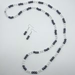 Beaded Necklace Earrings Set Glass Beads Faux Pearls Formal Wedding Gift Elegant Purple Photo 3