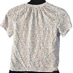 Melrose and Market Split Neck Top - Size Small, Blue Scrambled Floral and White Photo 3