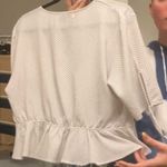 Jon & anna Jon &‎ Anna Peplum Blouse Polka Dot Button Front Short Sleeve Top XL Photo 3