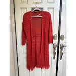 Torrid Orange Drop Shoulder Pointelle Crochet Fringe Duster Cardigan Size 10 Photo 1