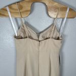 Azazie NEW  Vika Champagne Bridesmaids Dress Size A12 Beige Chiffon High Low Slit Photo 5