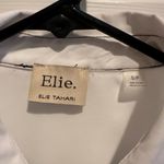 Elie Tahari  Women’s White Dress Button Down Blouse Black Trim Small Photo 1