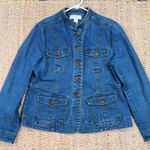 Petite Sophisticate  Women’s Blue Stretch 4 Pockets Denim Jean Jacket Size 12 Photo 1