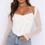 White Fox Boutique White Fox Must Be Magic White Long Sleeve Bustier Corset Top, M Photo 0