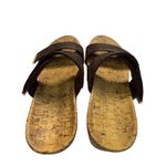 Vionic Pepper Brown Leather Cork Wedge Slip-On Sandals Comfort Arch Support 10 Photo 4