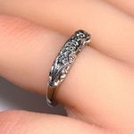 14KT ART DECO STYLE SOLID WHITE GOLD MID CENTURY MODERN 5 DIAMOND BAND RING Photo 3
