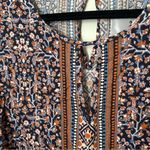 Daniel Rainn Tank Top Blouse Print Keyhole Neutral Boho Business Casual Photo 1