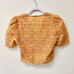 Sandro Eyelet Puff Sleeve V-Neck Crop Blouse Top Burnt Orange Women's Size 1 / S Photo 2
