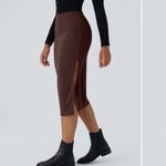 Halara NWT  size M  Brown knit stretchy Midi Skirt. Contemporary modern body con Photo 1