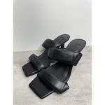 Open Edit  Sandals Size 7.5 Qarly Heeled Black Open Square Toe Slip On Heels Photo 1