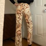ZARA  Funky Marbled Flare Jeans Size‎ 26 Cream Brown Photo 4