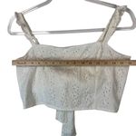 Hollister White Eyelet Tie Crop Top Ruffle Strap Tank M Coquette Soft Girl Boho Photo 5