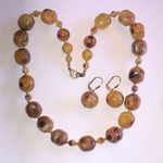 Amber Color Lucite Boho Beaded Necklace and Earring Set Brown Photo 1