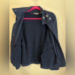 Coldwater Creek Navy Double Breasted Pea Coat Style Sweater With Detachable Hood Photo 2