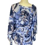 Jennifer Lopez Blouse XS 3/4 Sleeve Tie Belt At The Waist Artsy Colorful Photo 1