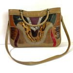 Vintage Caprice 1980s Snakeskin Patchwork Shoulder Bag Exotic Leather Tan Photo 0