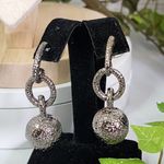 Gunmetal Silver Bird with Crystals Pendant on Chain and Earrings Set Photo 5