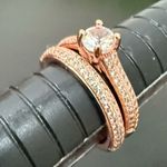 925 Rose Gold CZ Cubic Zirconia Stackable Promise Bridal Ring Band Size 6 4g. Pink Photo 8