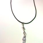 Handmade Y2K Gothic Punk PU leather Necklace , Wire with hanging man zombie pendants Photo 5